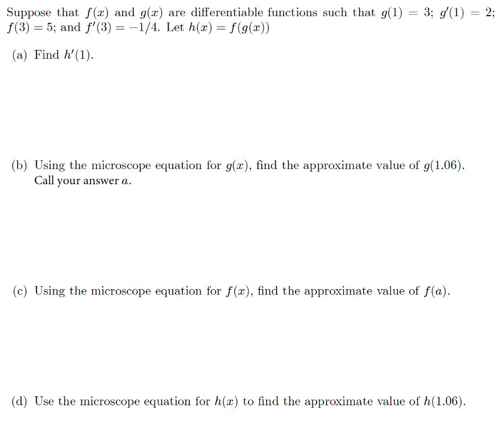 Solved Suppose that f(x) and g(x) are differentiable