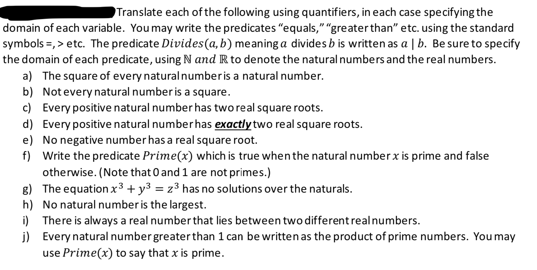 Solved Translate each of the following using quantifiers, in | Chegg.com