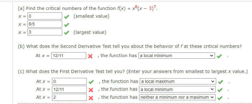 Solved (b) What Does The Second Derivative Test Tell You | Chegg.com