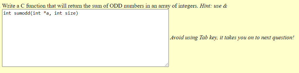 Solved Write a C function that will return the sum of ODD | Chegg.com