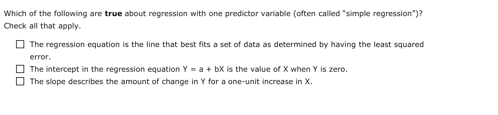 Solved which of the following are true about regression with chegg