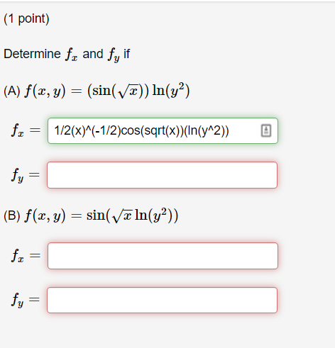Solved 1 Point Determine Fr And F If Ae Y Sin Chegg Com
