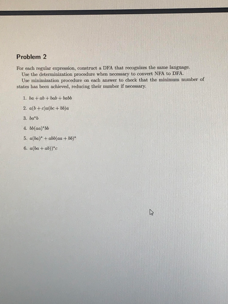 Solved Problem 2 For each regular expression, construct a | Chegg.com