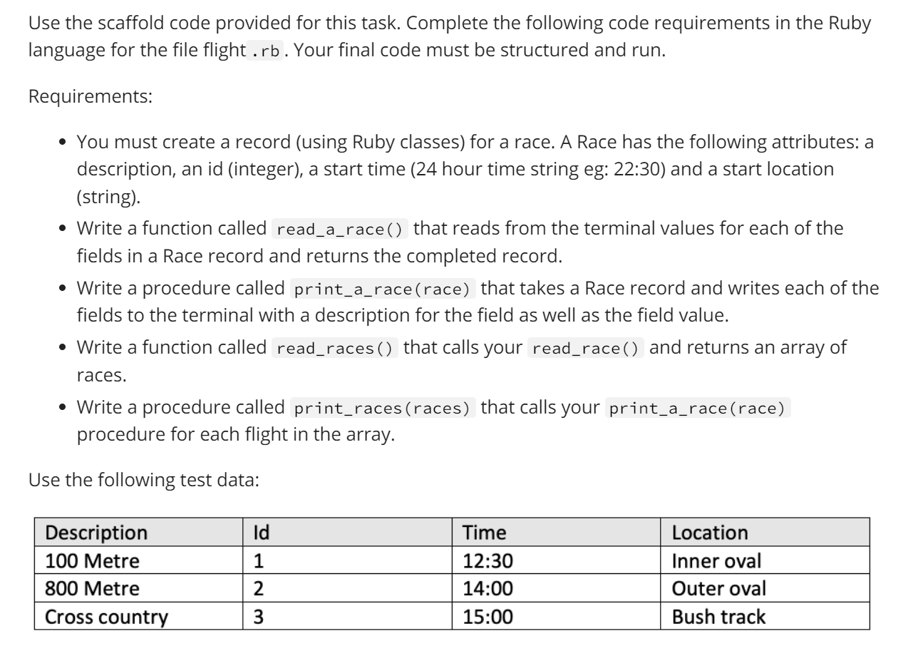 Solved Use the scaffold code provided for this task. | Chegg.com