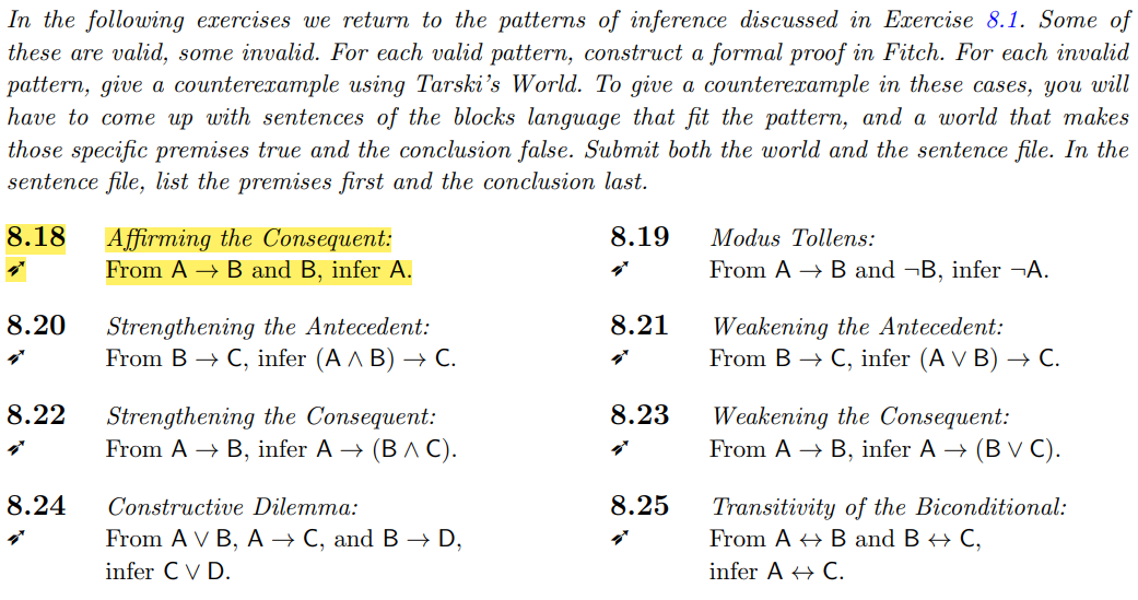 Solved 8.18 Affirming The Consequent: From A → B And B, | Chegg.com