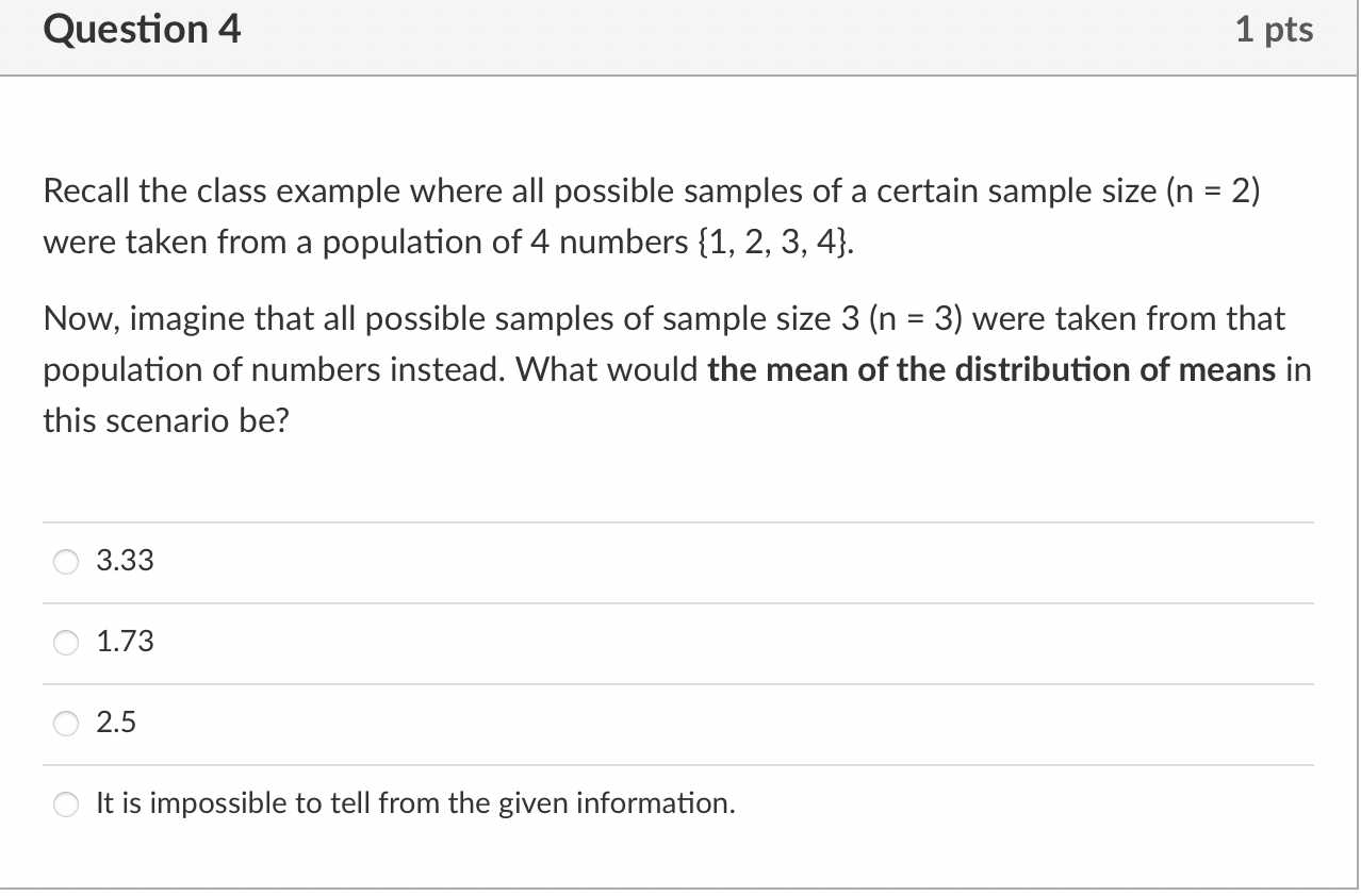 Solved Recall the class example where all possible samples | Chegg.com