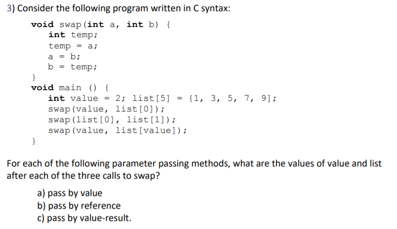 Solved 3) Consider The Following Program Written In C | Chegg.com