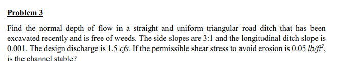 Solved Find the normal depth of flow in a straight and | Chegg.com