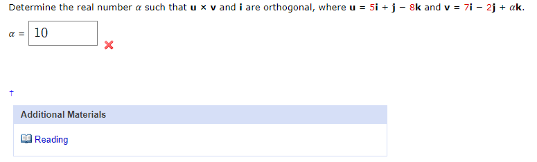 Solved Determine the real number α such that u×v and i are | Chegg.com