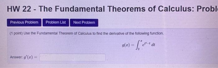 Calculus 22 Problem Solved HW 22 - The Fundamental Theorems of Calculus: Probl | Chegg.com