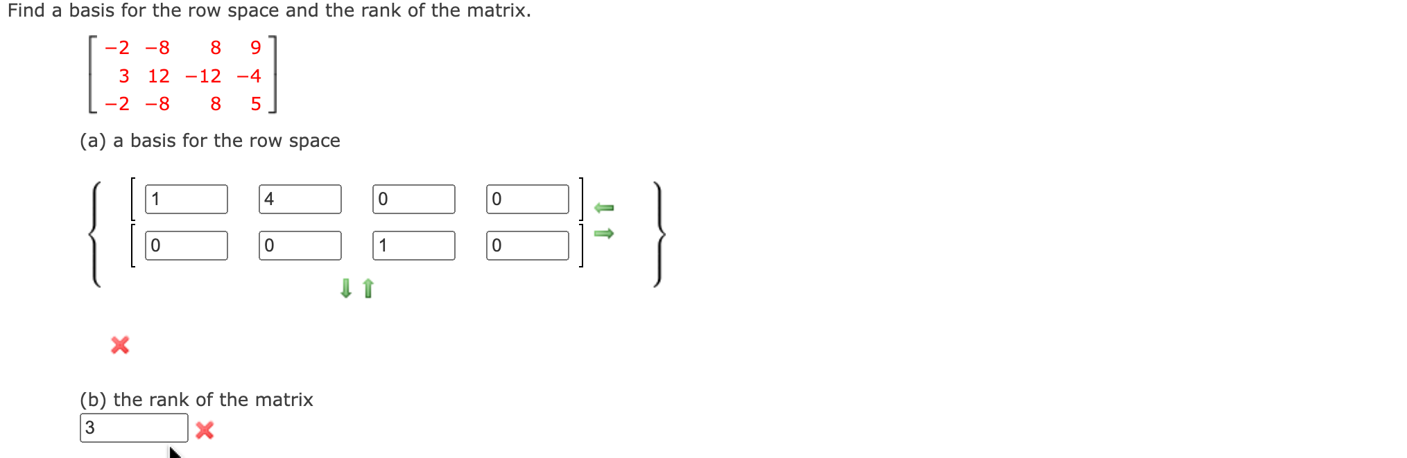 Solved Find a basis for the row space and the rank of the | Chegg.com