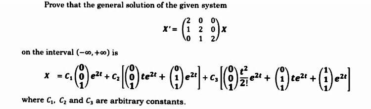 Solved Prove that the general solution of the given system | Chegg.com