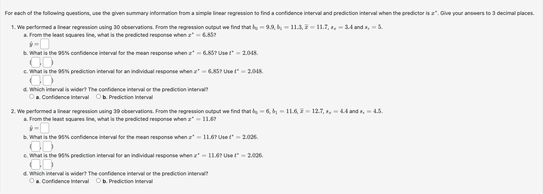 Solved 1. We performed a linear regression using 30 | Chegg.com