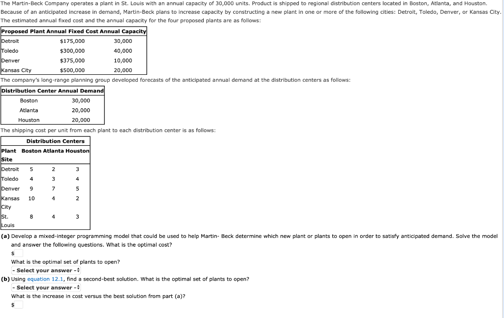 Solved The Martin-Beck Company operates a plant in St. Louis | Chegg.com