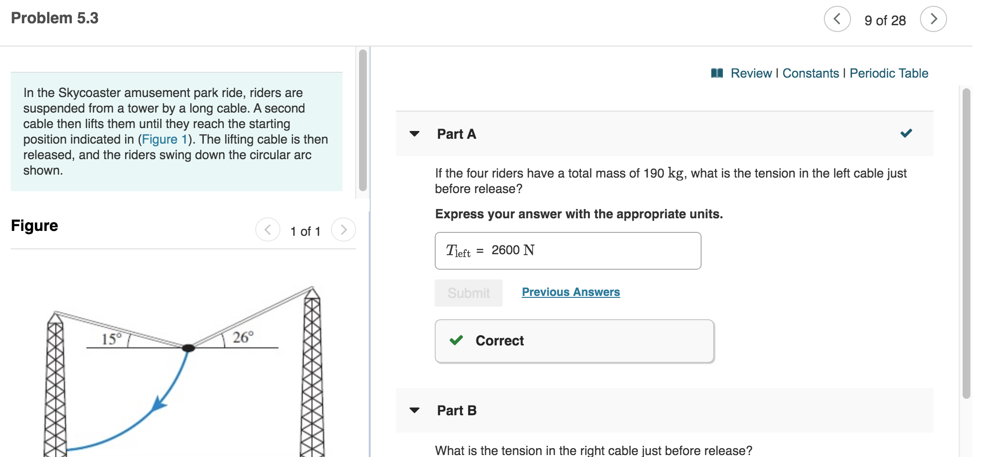 Solved Part B What Is The Tension In The Right Cable Just | Chegg.com