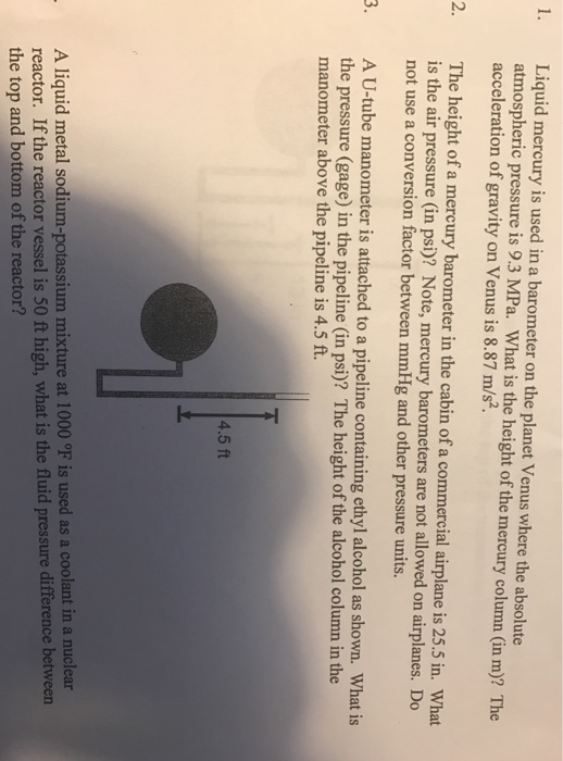 Solved Liquid mercury is used in a barometer on the