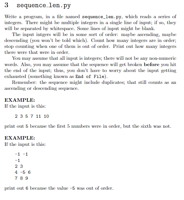 Solved 3 sequence_len.py Write a program, in a file named | Chegg.com
