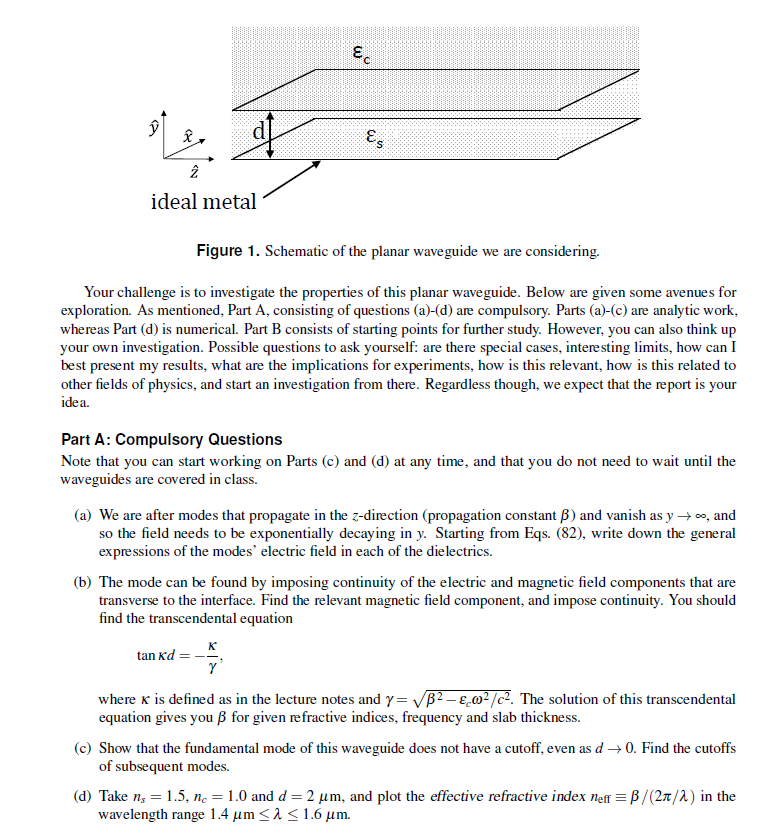 GEOMETRY In class we considered a planar waveguide in | Chegg.com