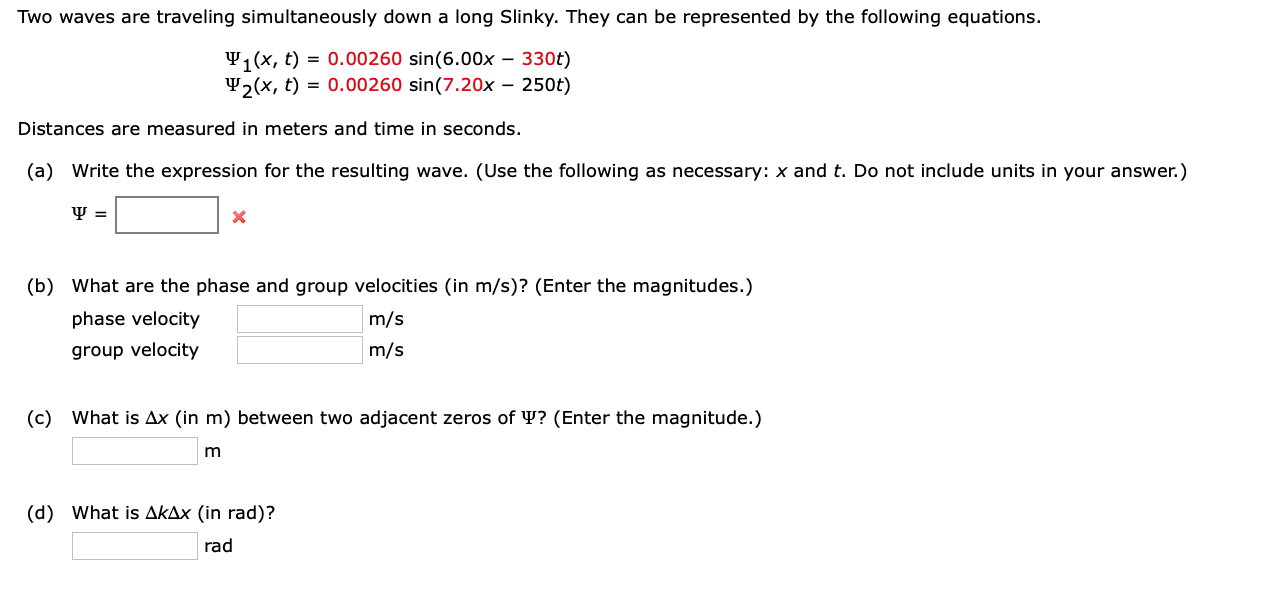 Solved Two waves are traveling simultaneously down a long | Chegg.com