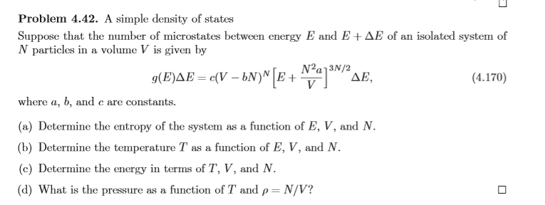 Solved Problem 4.42. A simple density of states Suppose that | Chegg.com