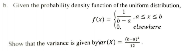 Solved b. Given the probability density function of the | Chegg.com