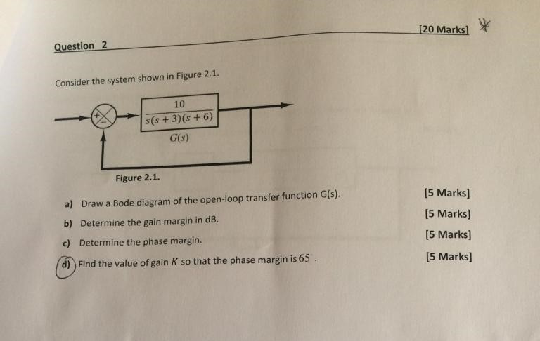 Solved 20 Marks Question 2 Consider the system shown in | Chegg.com