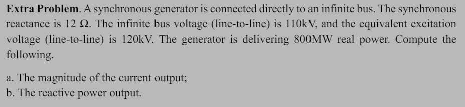 Solved A synchronous generator is connected directly to an | Chegg.com