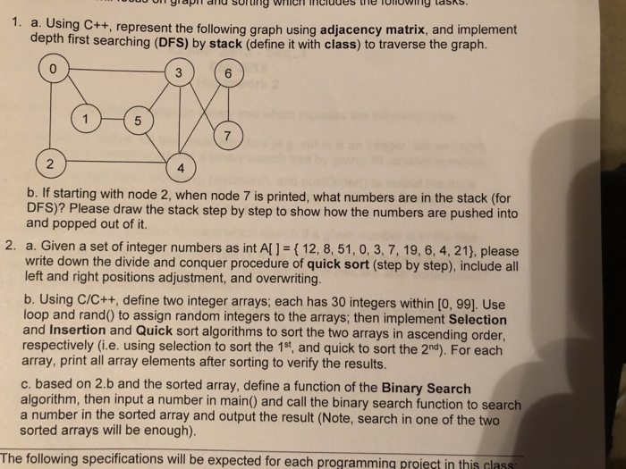 Solved 1. a. Using C++, represent the following graph using | Chegg.com