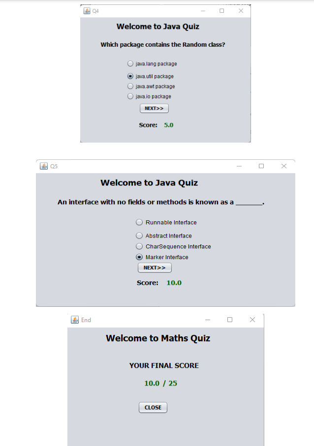 Solved Create a GUI application for JAVA multiple choice | Chegg.com