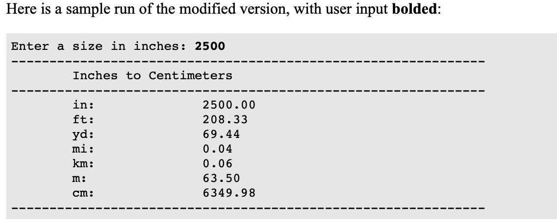 Solved Inches Int Input Input Distance In Inches Chegg Com