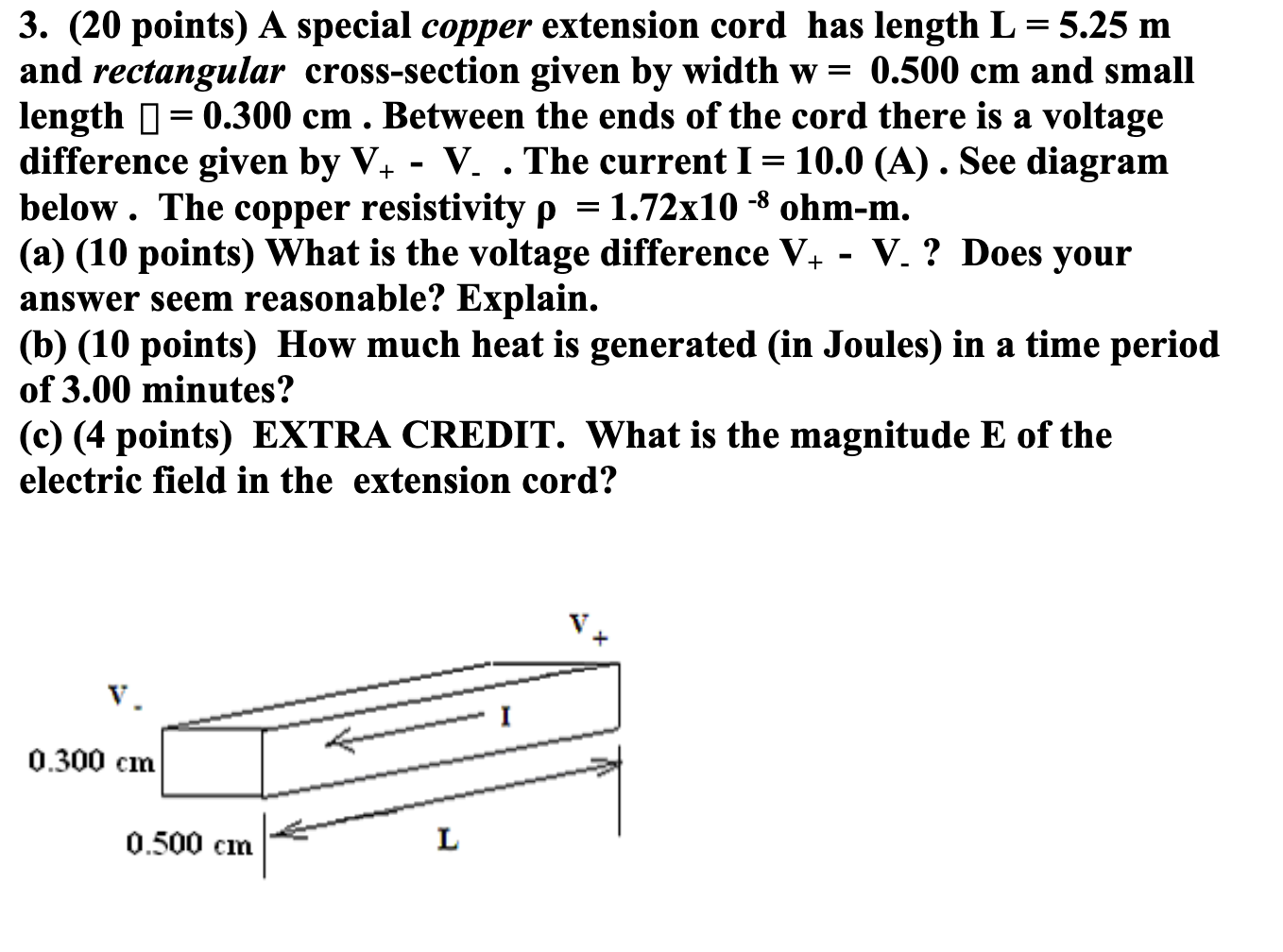 Solved 3. (20 points) A special copper extension cord has