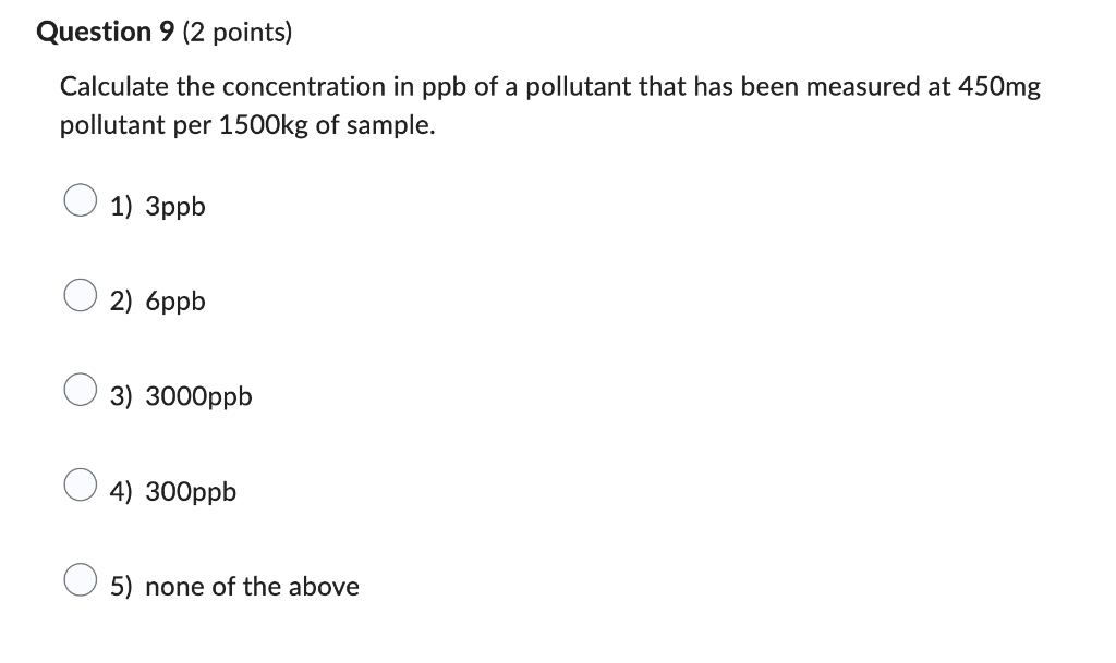 Solved Calculate the concentration in ppb of a pollutant
