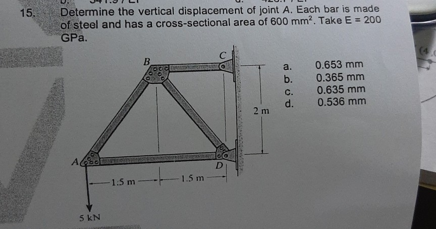 Solved Determine the vertical displacement of joint A. Each | Chegg.com