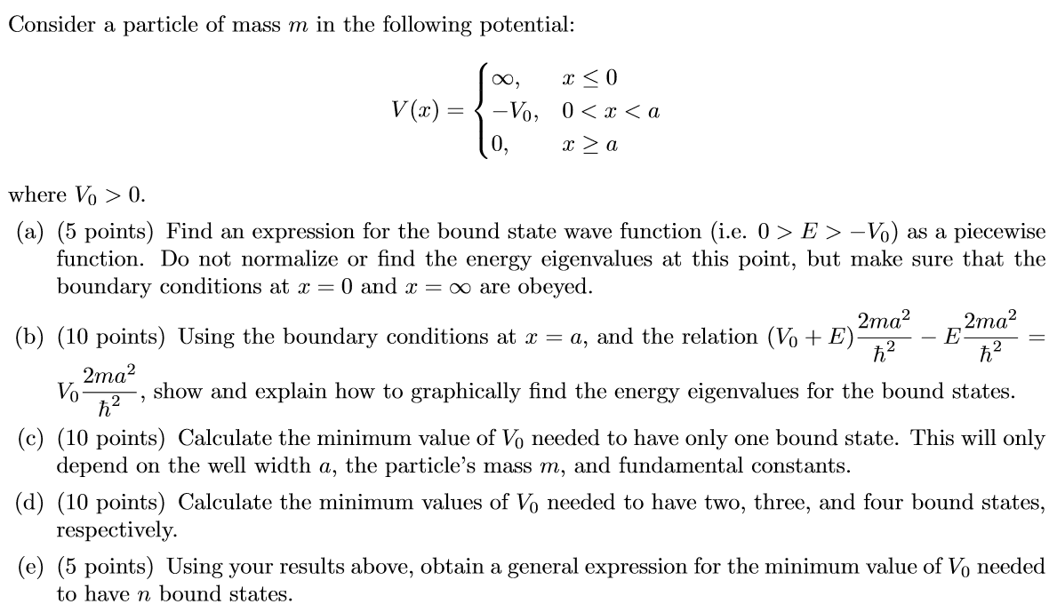 Solved Consider a particle of mass m in the following | Chegg.com