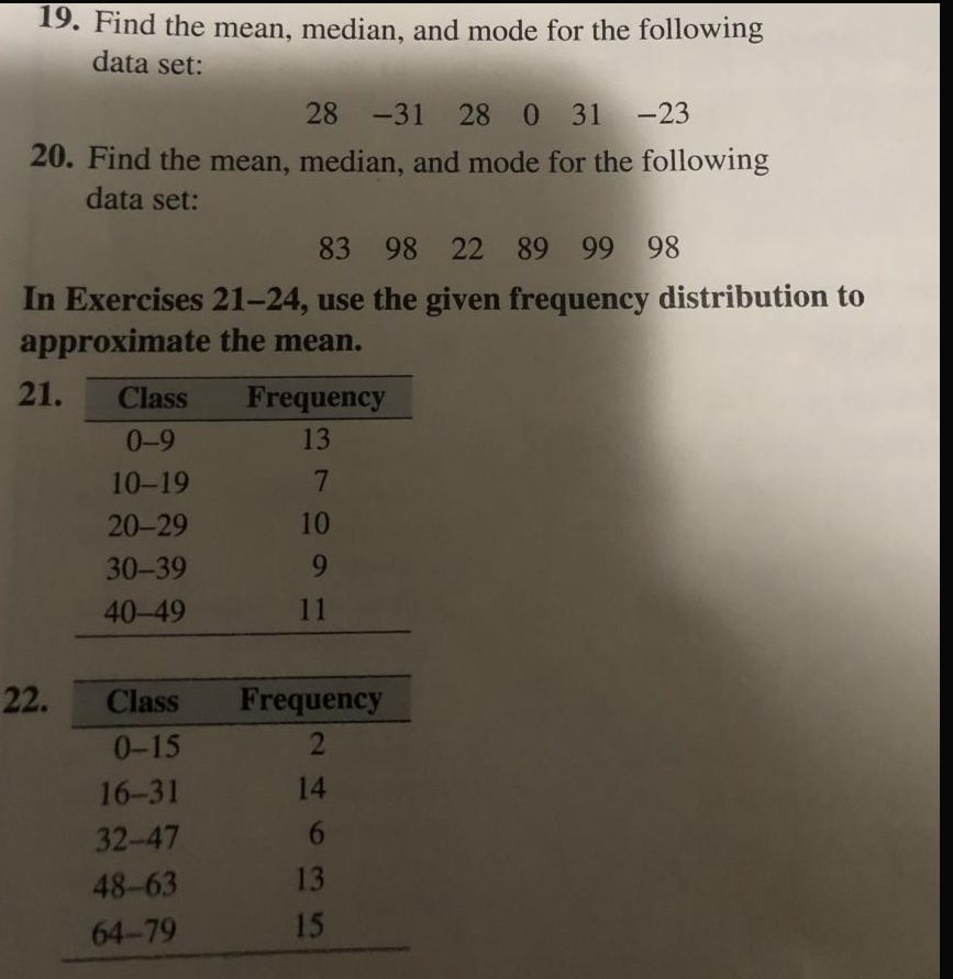 solved-19-find-the-mean-median-and-mode-for-the-following-chegg