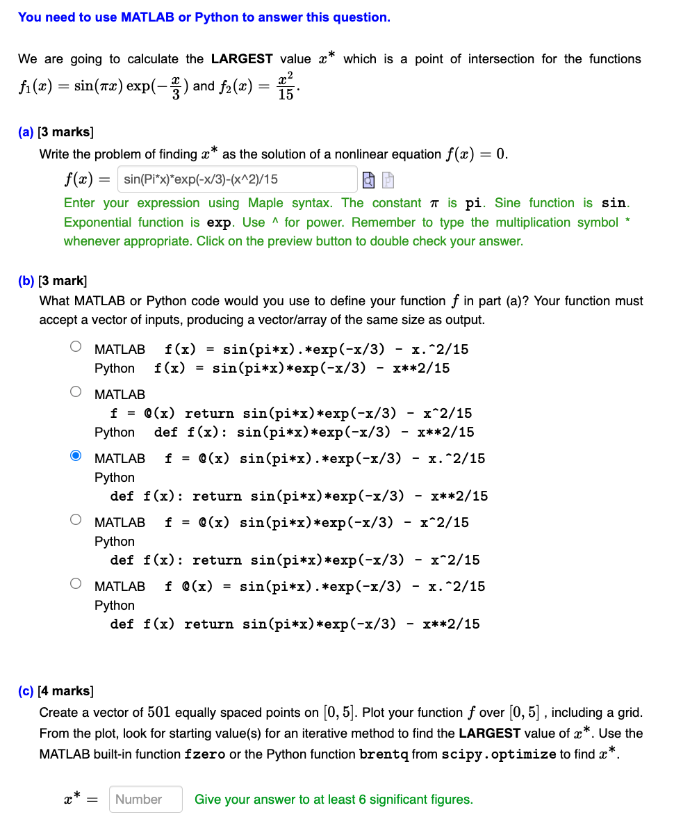 Solved You Need To Use MATLAB Or Python To Answer This | Chegg.com