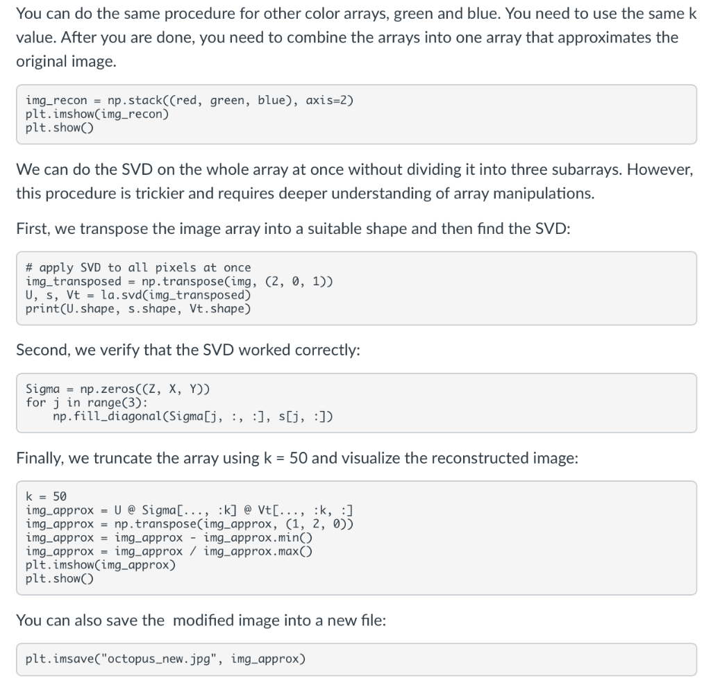 Singular Value Decomposition The Singular Value | Chegg.com