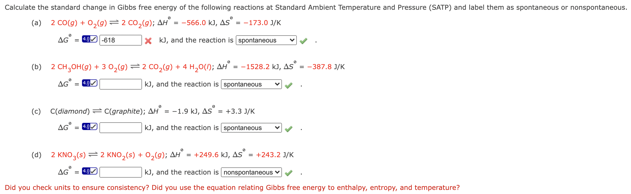 Solved Calculate the standard change in Gibbs free energy of | Chegg.com