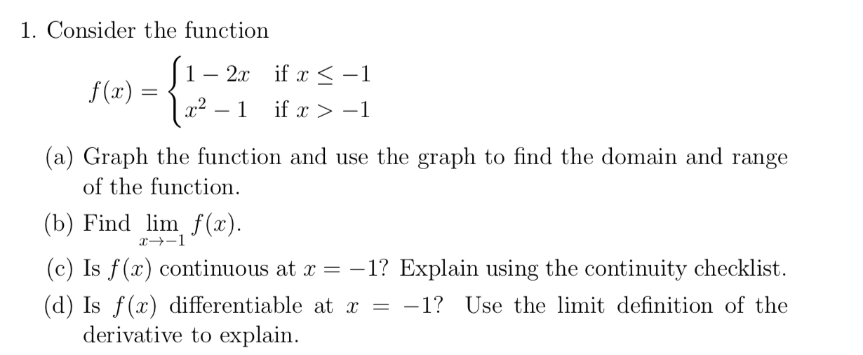 Solved 1. Consider the function f(x) = 2x if x