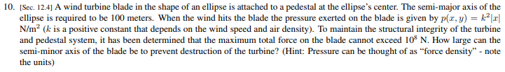 Solved 10. ISec. 12.4] A wind turbine blade in the shape of | Chegg.com