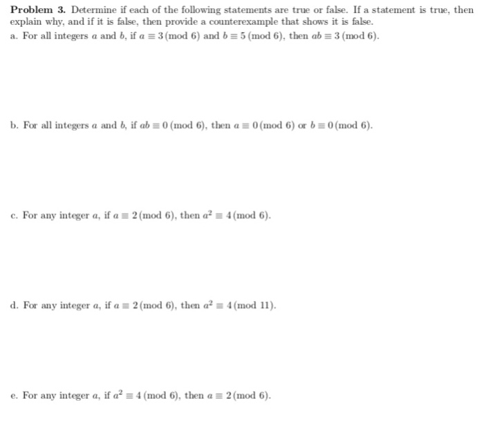 Solved Problem 3. Determine if each of the following | Chegg.com