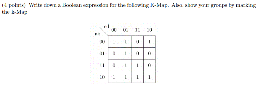 Solved (4 points) Write down a Boolean expression for the | Chegg.com