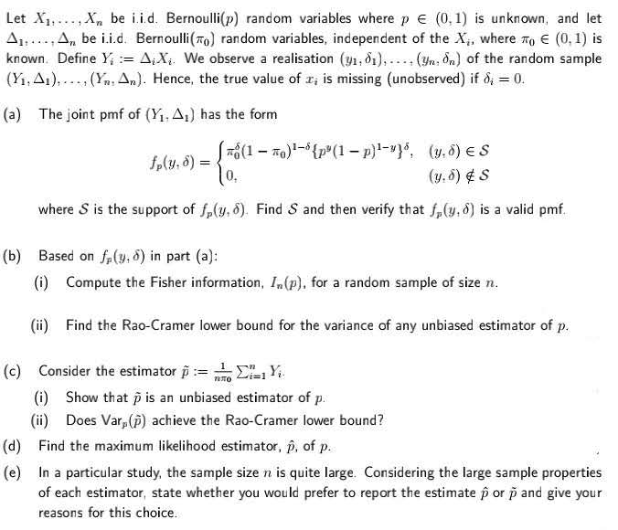 Let Xy X Be I I D Bernoulli P Random Vari Chegg Com