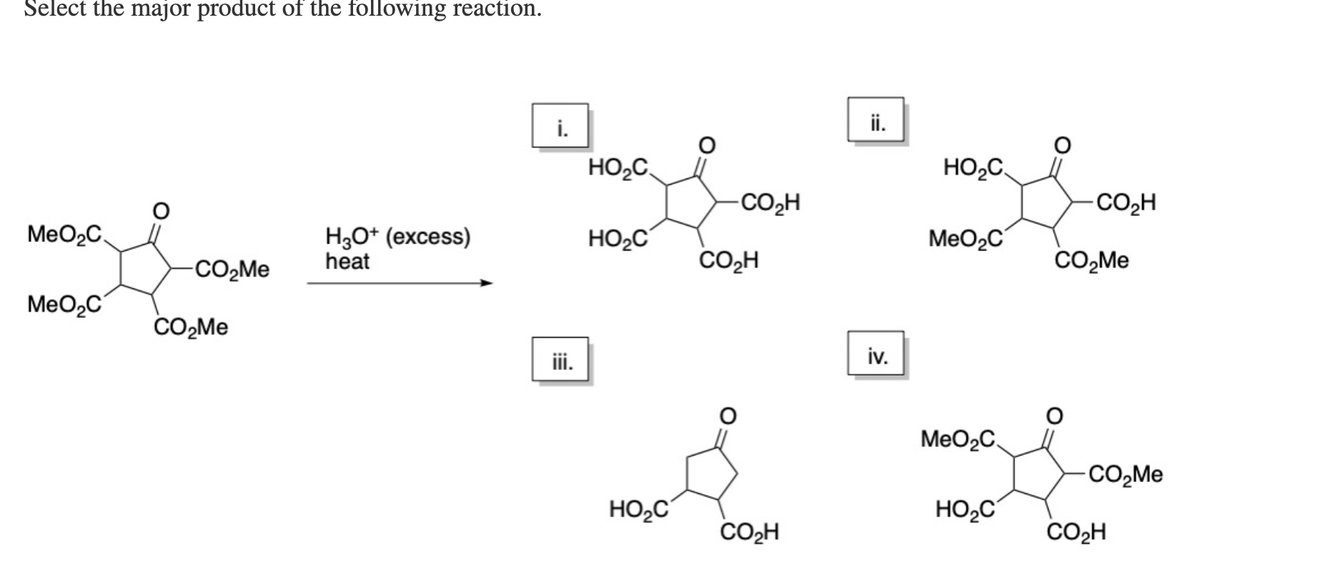 Solved Select the major product of the following reaction.
