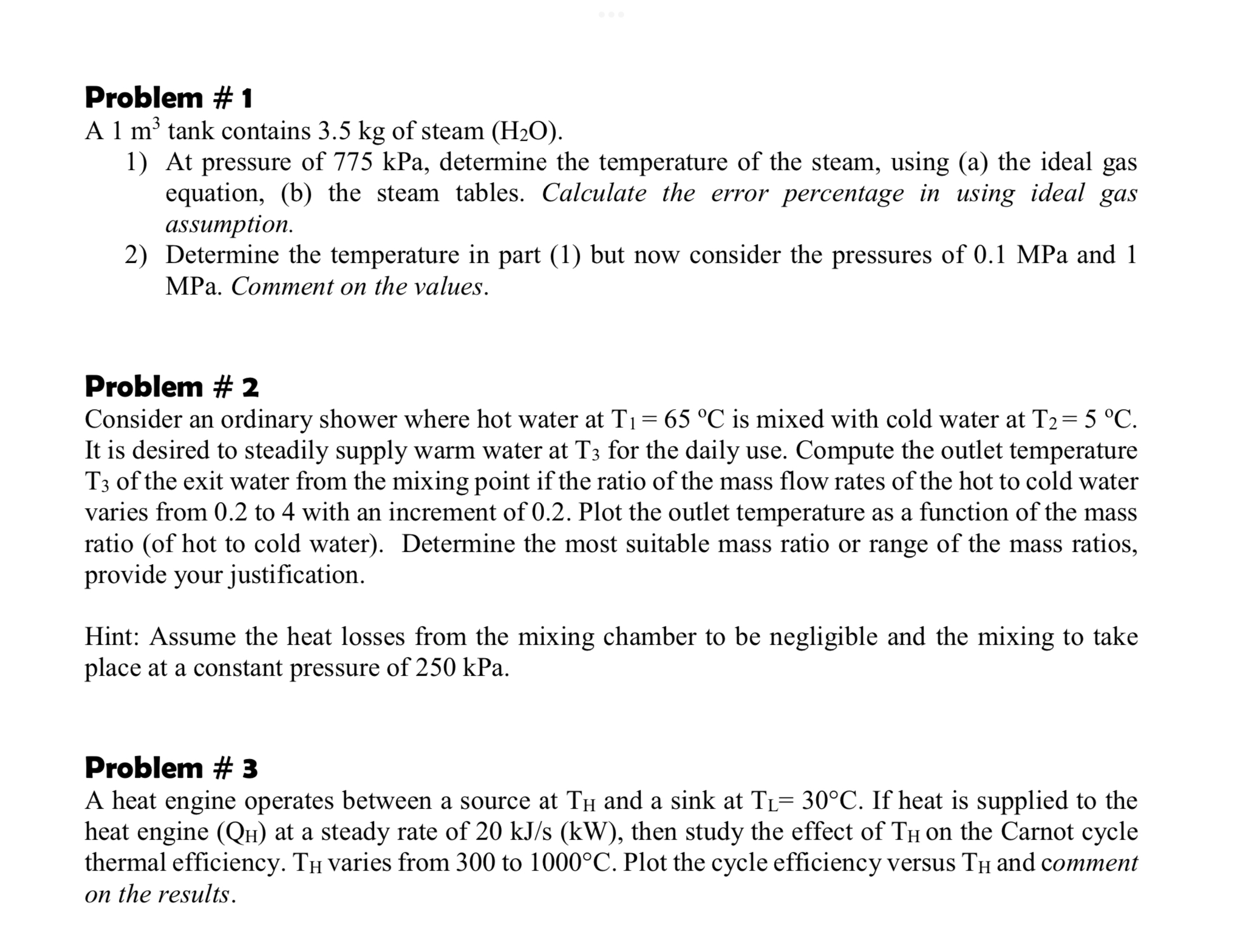 Solved Problem # 1A 1m3 ﻿tank contains 3.5kg ﻿of steam | Chegg.com