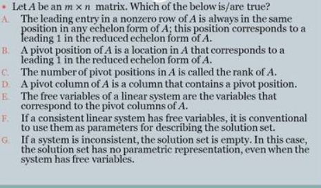 Row Echelon Form, Pivot Positions, Basic and Free Variables 