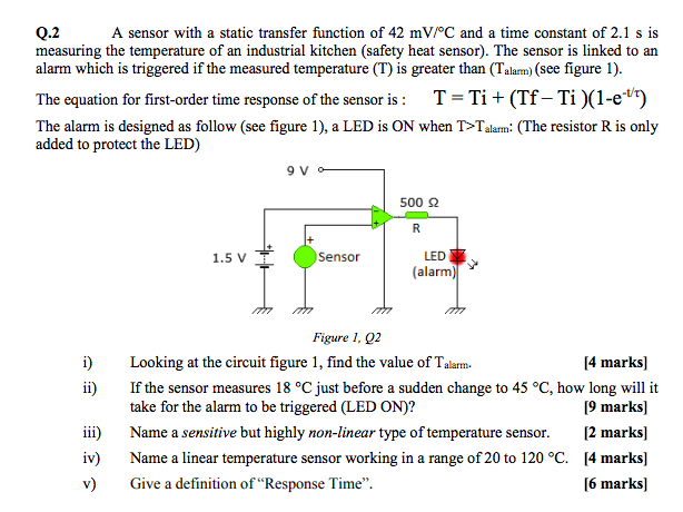 Solved Q.2 A sensor with a static transfer function of 42 | Chegg.com