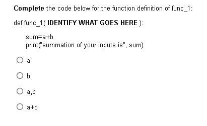 Solved Complete the code below for the function definition | Chegg.com