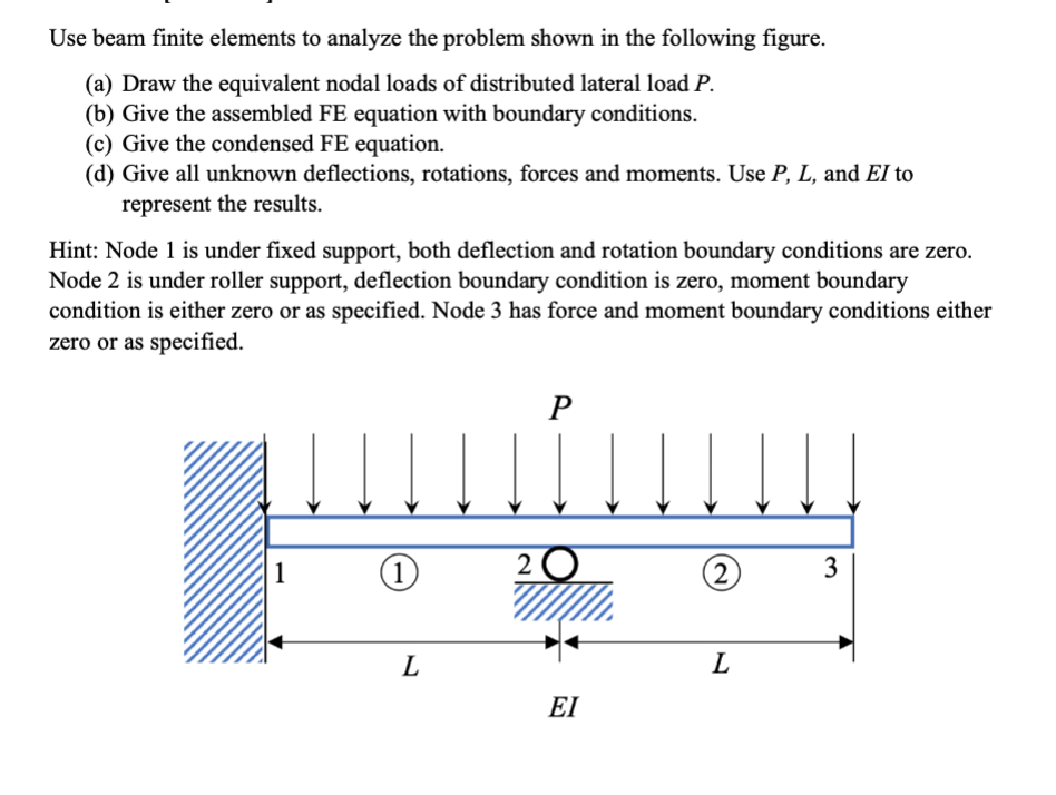 Use Beam Finite Elements To Analyze The Problem Shown | Chegg.com