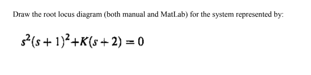 Solved Draw the root locus diagram (both manual and MatLab) | Chegg.com